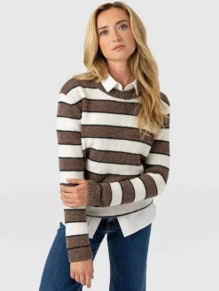 Azura Knit Sweater - Brown Stripe