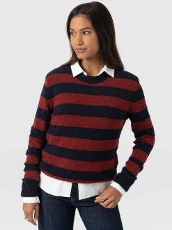 Azura Knit Sweater - Red/Navy