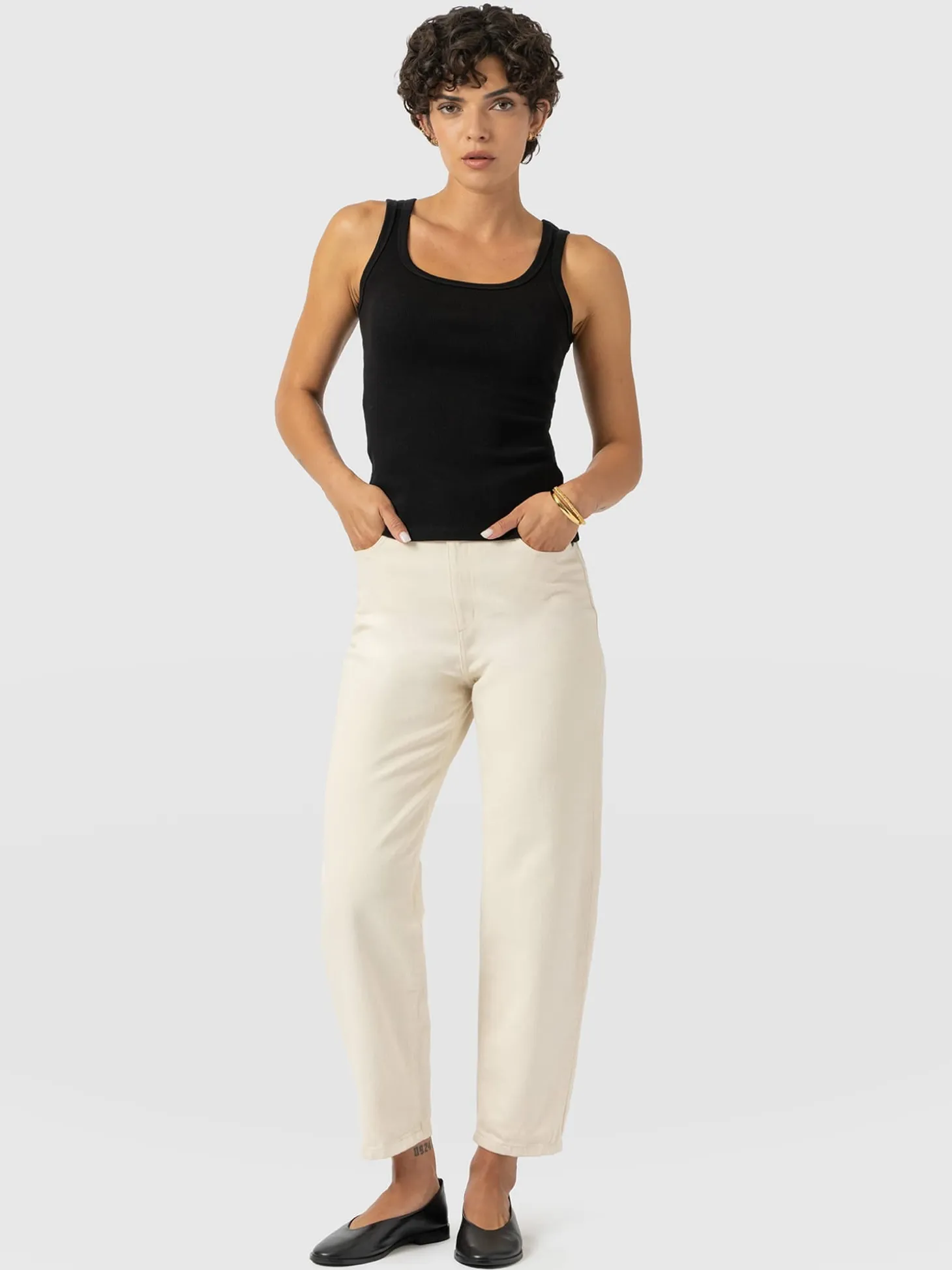 Barrel Leg Jean - Cream
