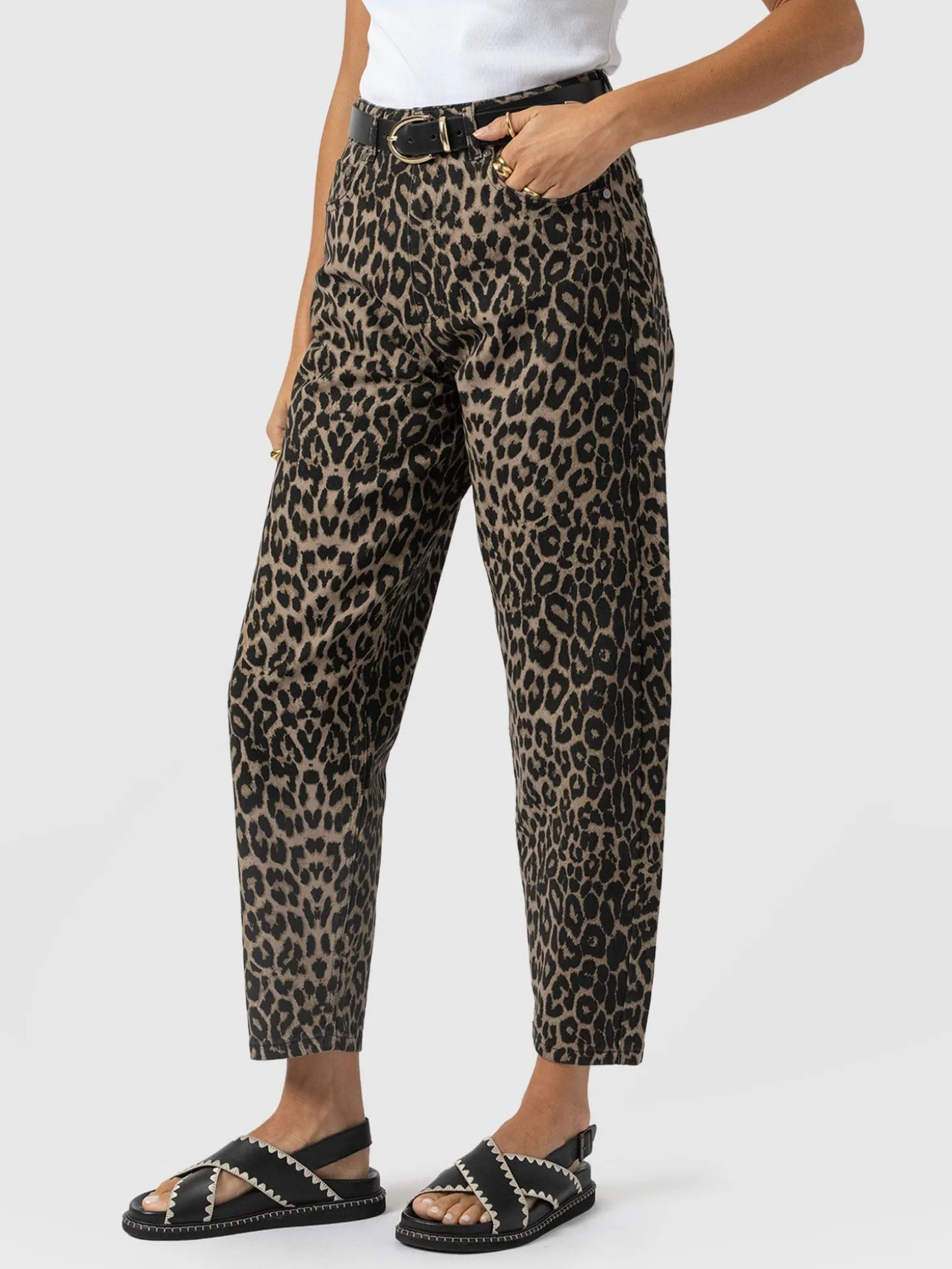 Barrel Leg Jean - Leopard