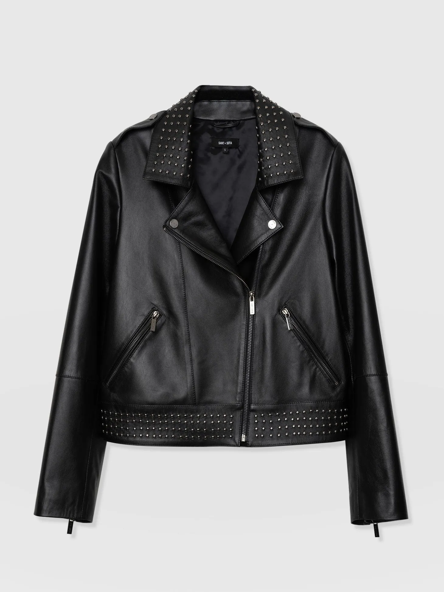 Bonham Studded Biker Jacket - Black