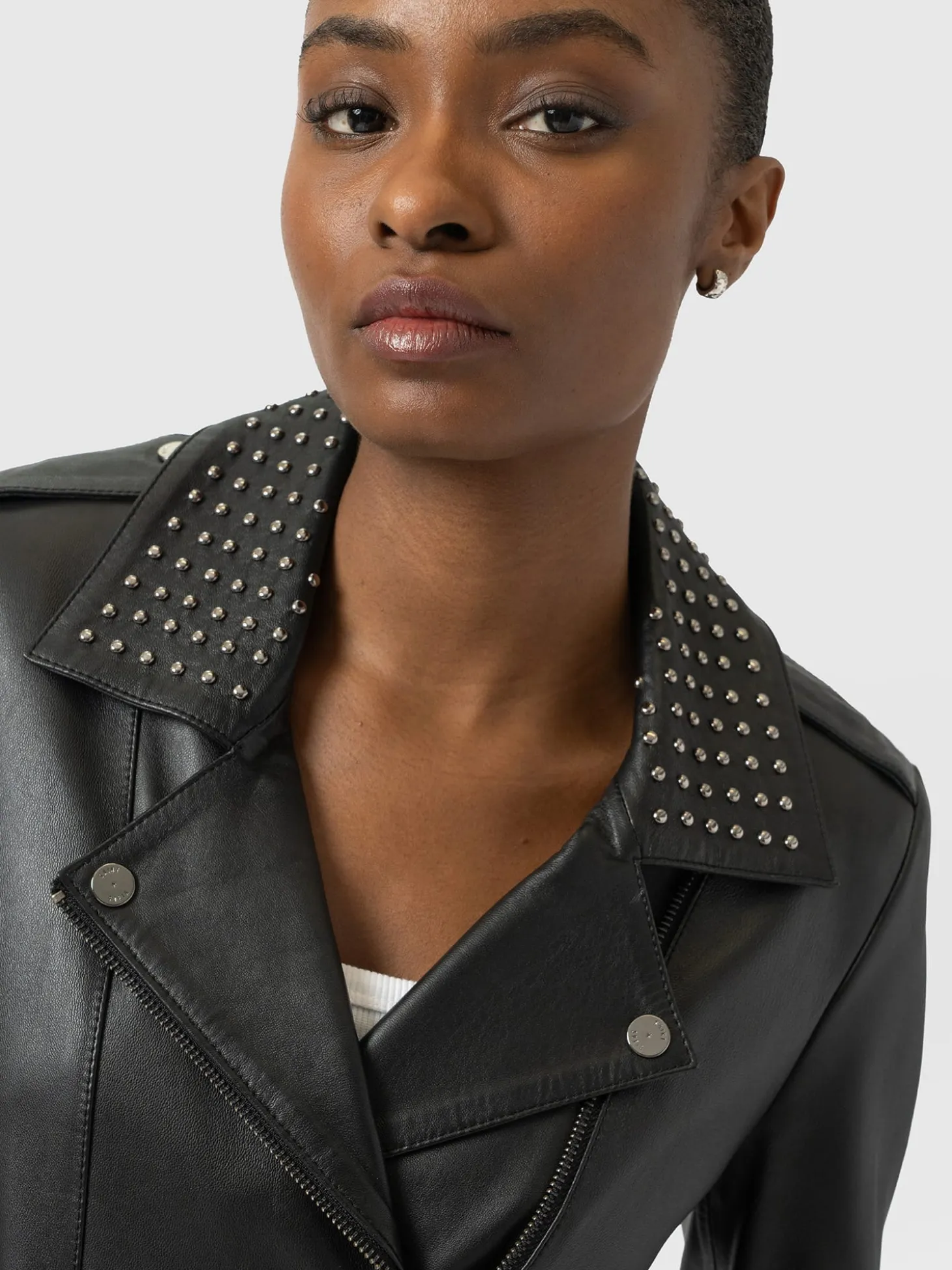 Bonham Studded Biker Jacket - Black