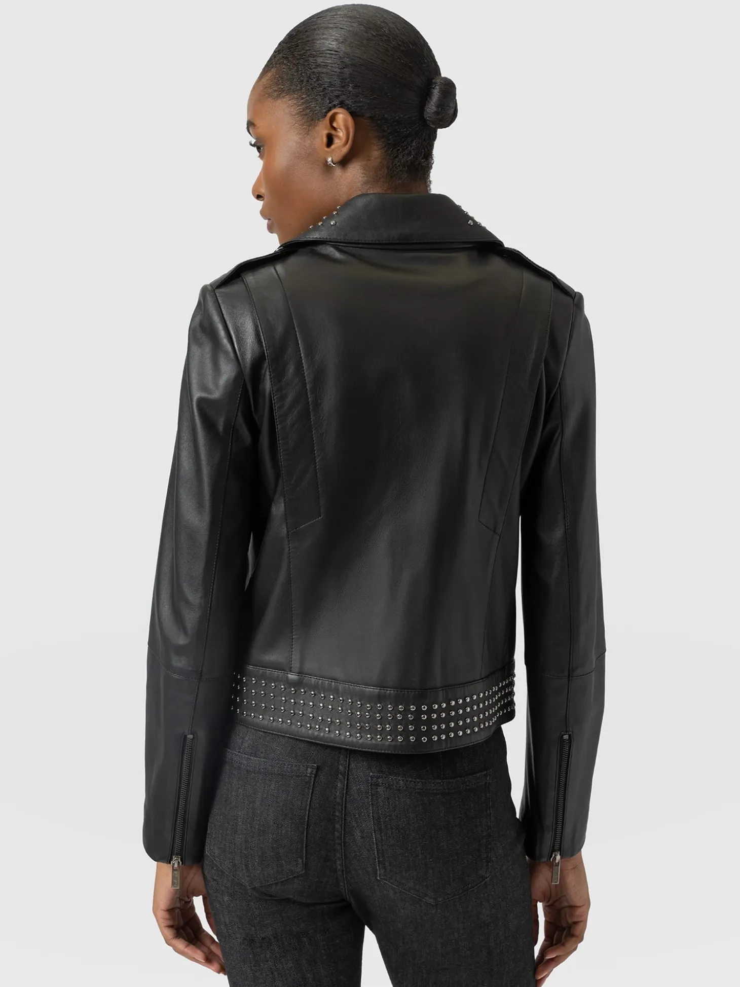 Bonham Studded Biker Jacket - Black
