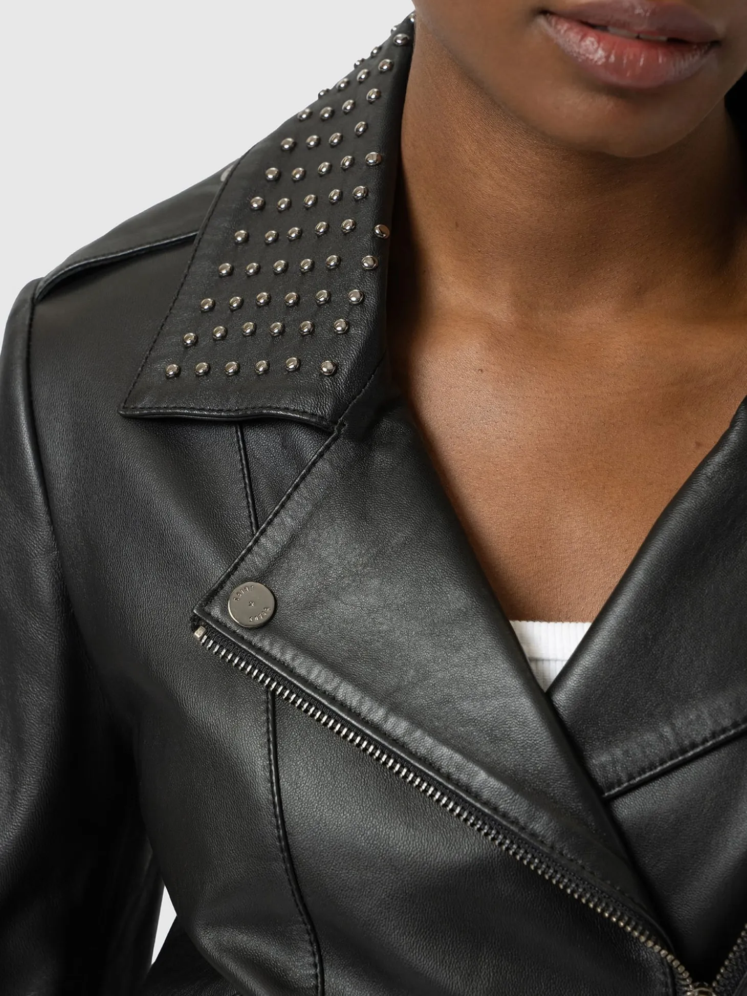 Bonham Studded Biker Jacket - Black