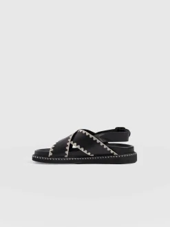 Bonnie Cross Over Sandals - Black