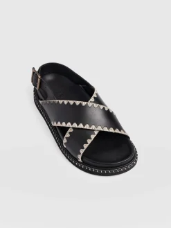 Bonnie Cross Over Sandals - Black