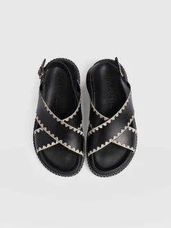 Bonnie Cross Over Sandals - Black