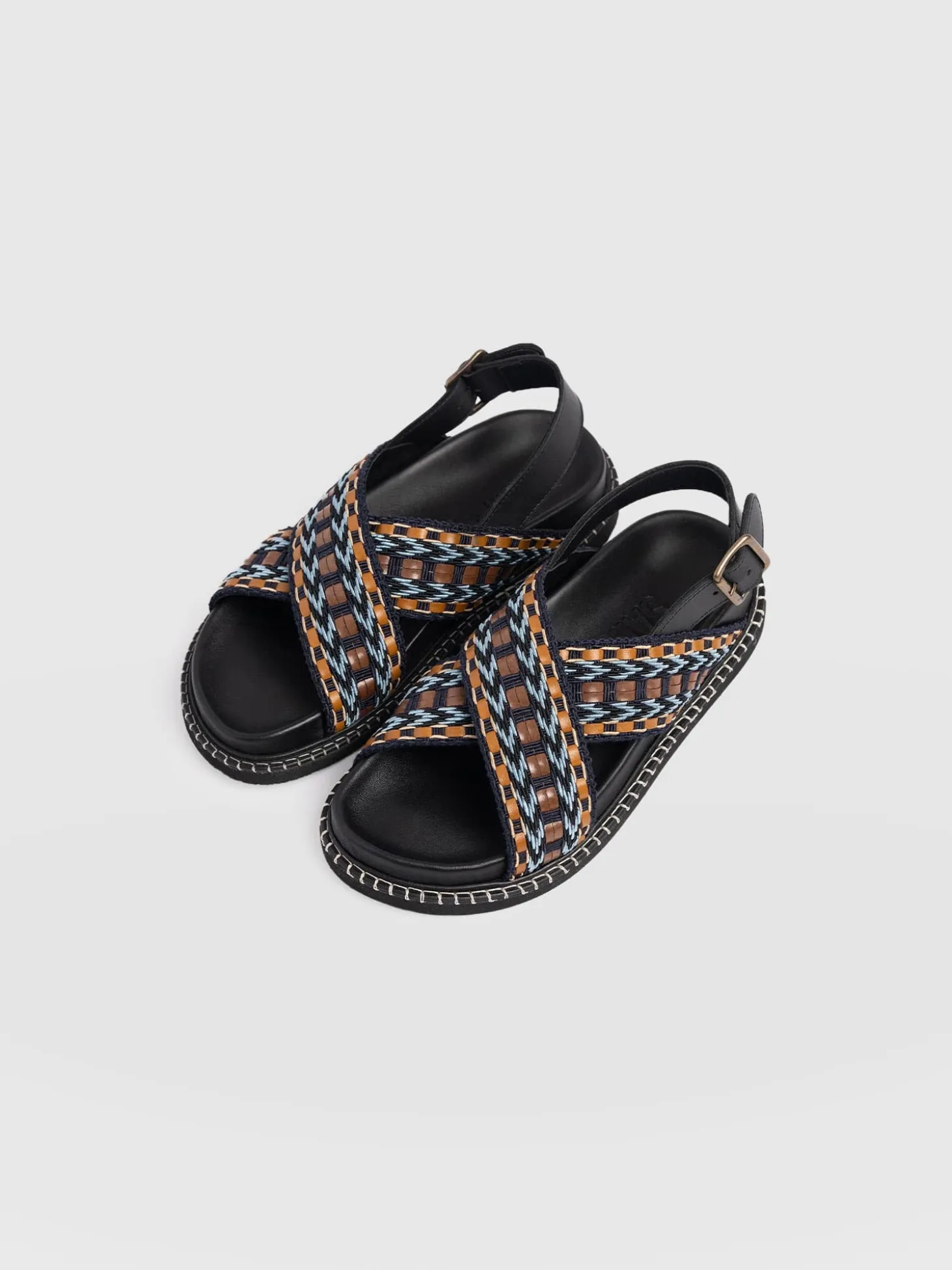 Bonnie Cross Over Sandals - Blue/Brown
