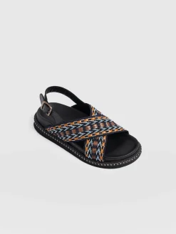 Bonnie Cross Over Sandals - Blue/Brown