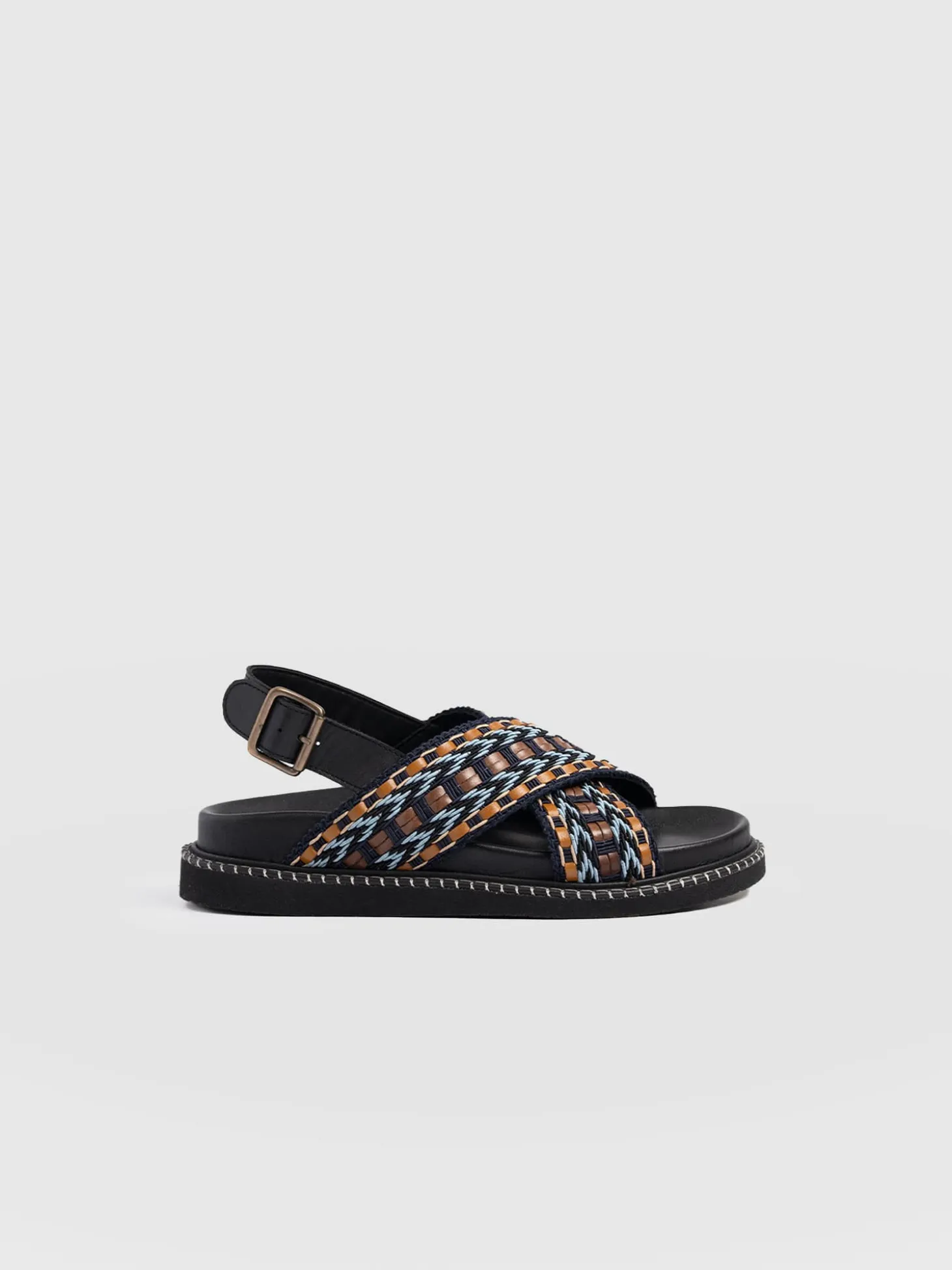 Bonnie Cross Over Sandals - Blue/Brown