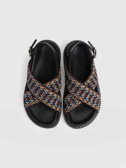 Bonnie Cross Over Sandals - Blue/Brown
