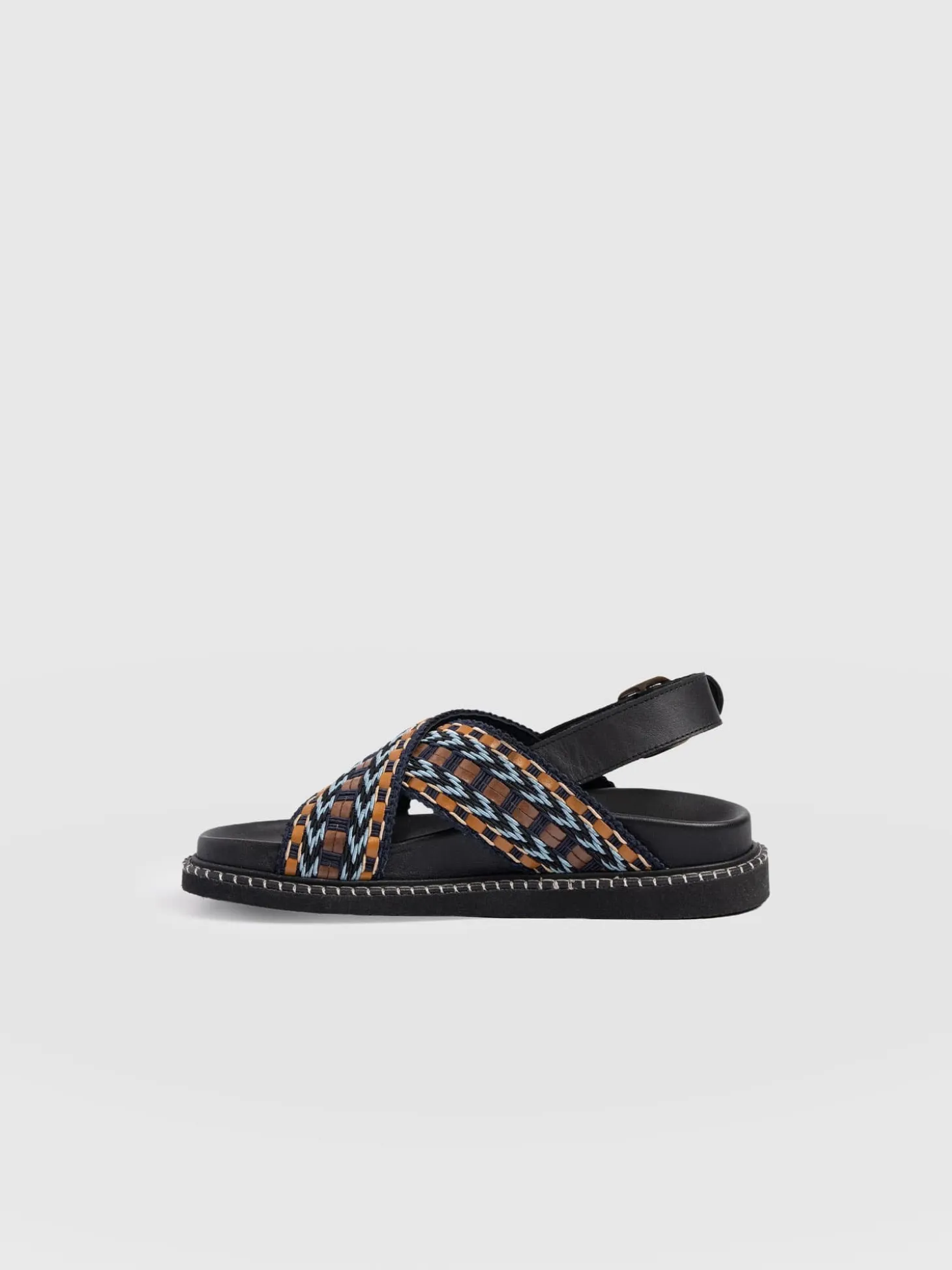 Bonnie Cross Over Sandals - Blue/Brown