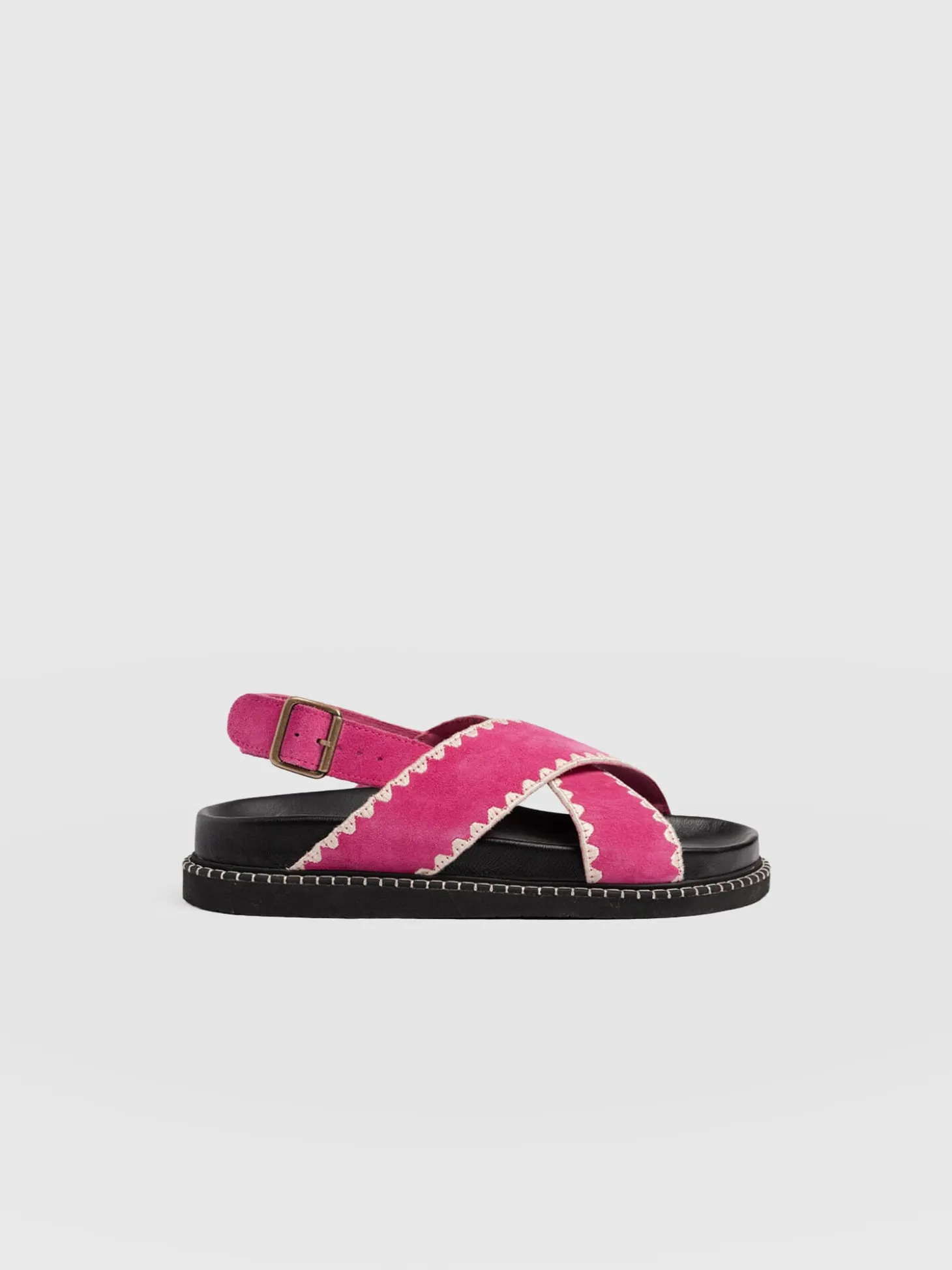 Bonnie Cross Over Sandals - Pink Suede