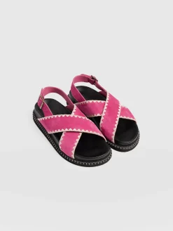 Bonnie Cross Over Sandals - Pink Suede