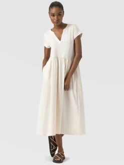 Bonnie V Neck Dress - Cream