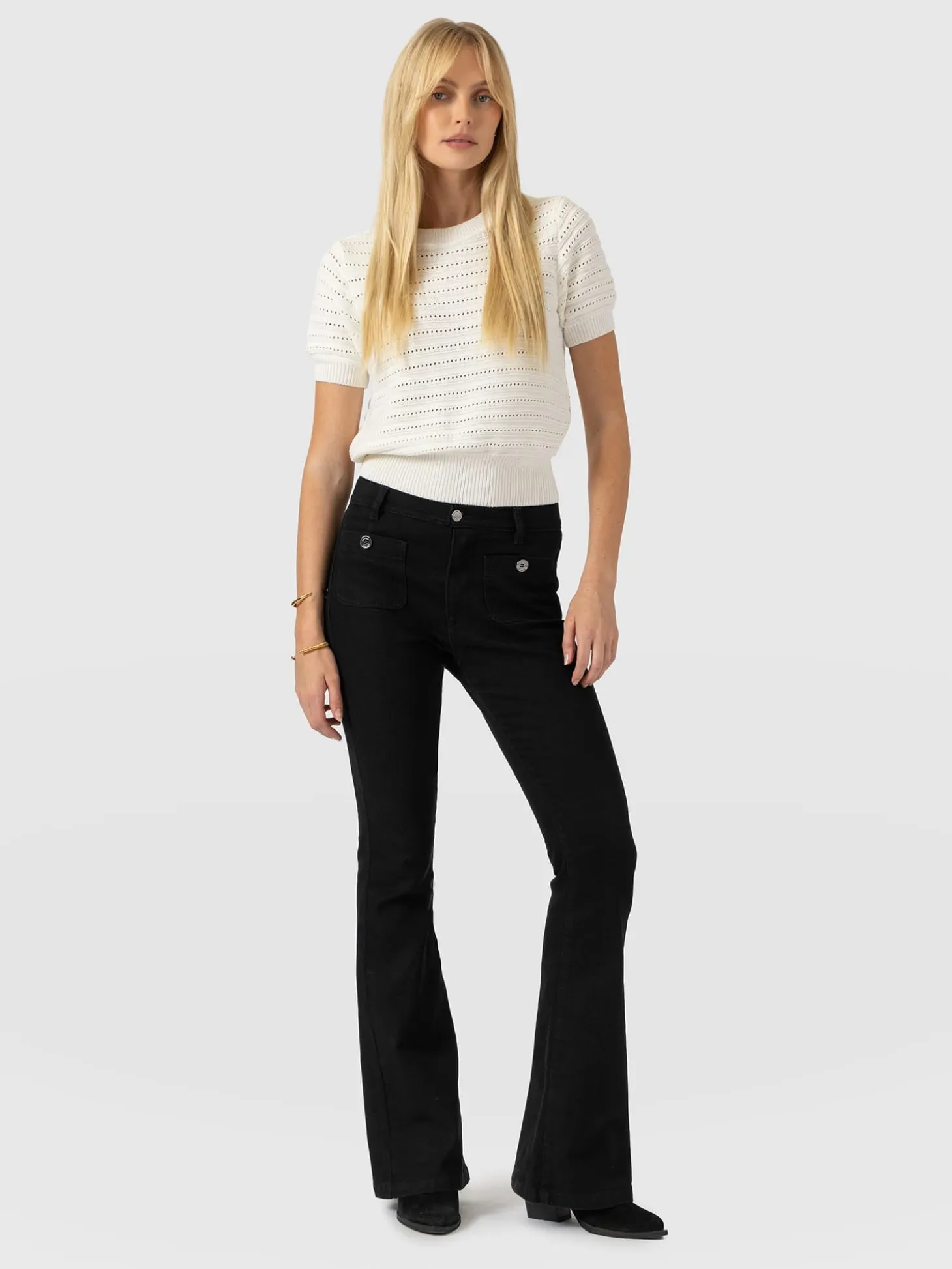 Bowie Stretch Flare Jeans - Black