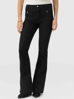 Bowie Stretch Flare Jeans - Black
