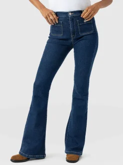 Bowie Stretch Flare Jeans - Mid Blue