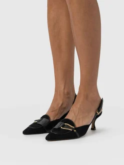 Bridget Sling Back Heels - Black