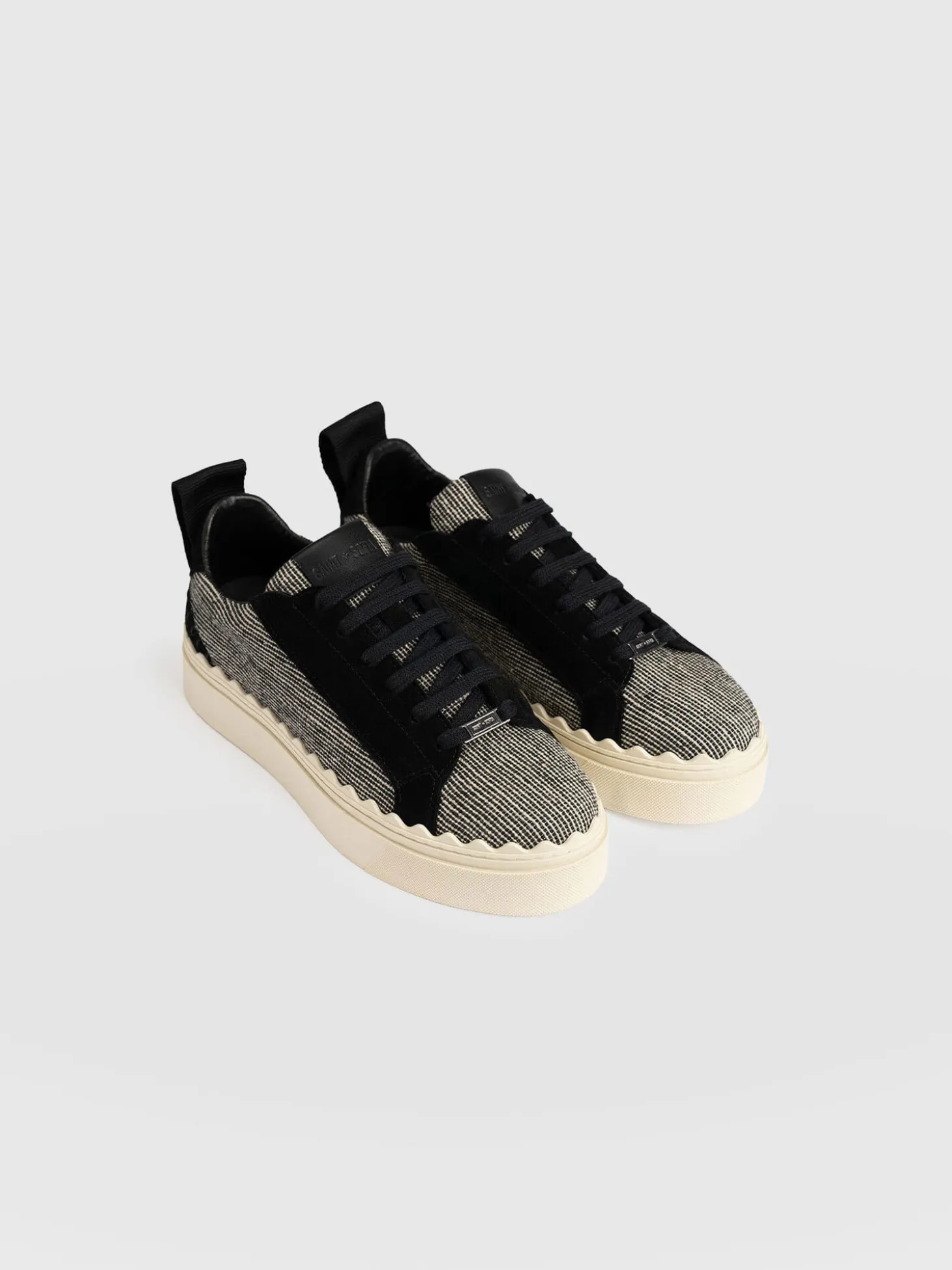 Brook Scallop Sneaker - Black Linen