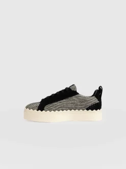 Brook Scallop Sneaker - Black Linen
