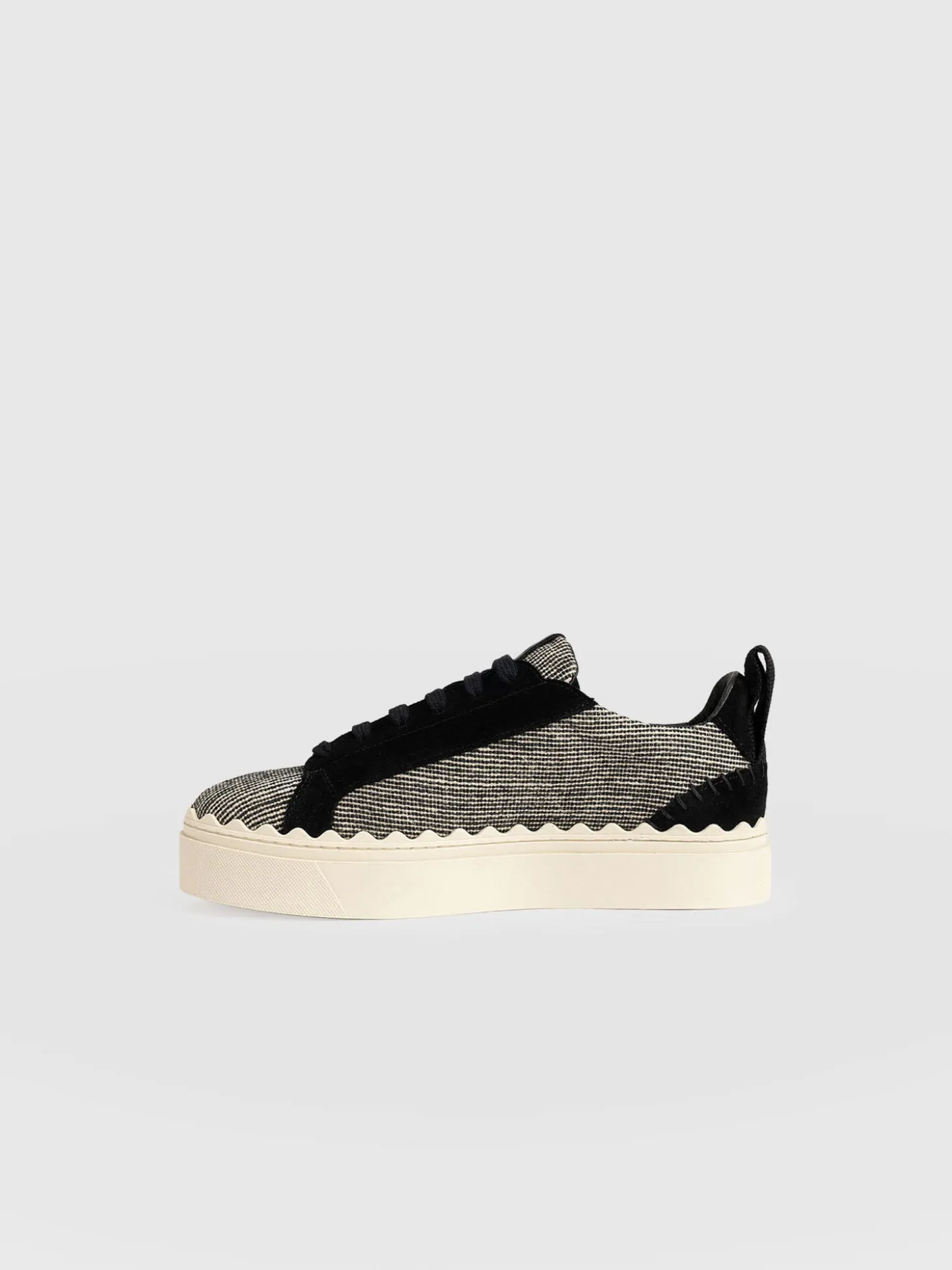 Brook Scallop Sneaker - Black Linen