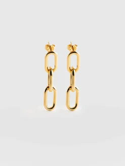 Cable Chain Drop Earrings - Gold