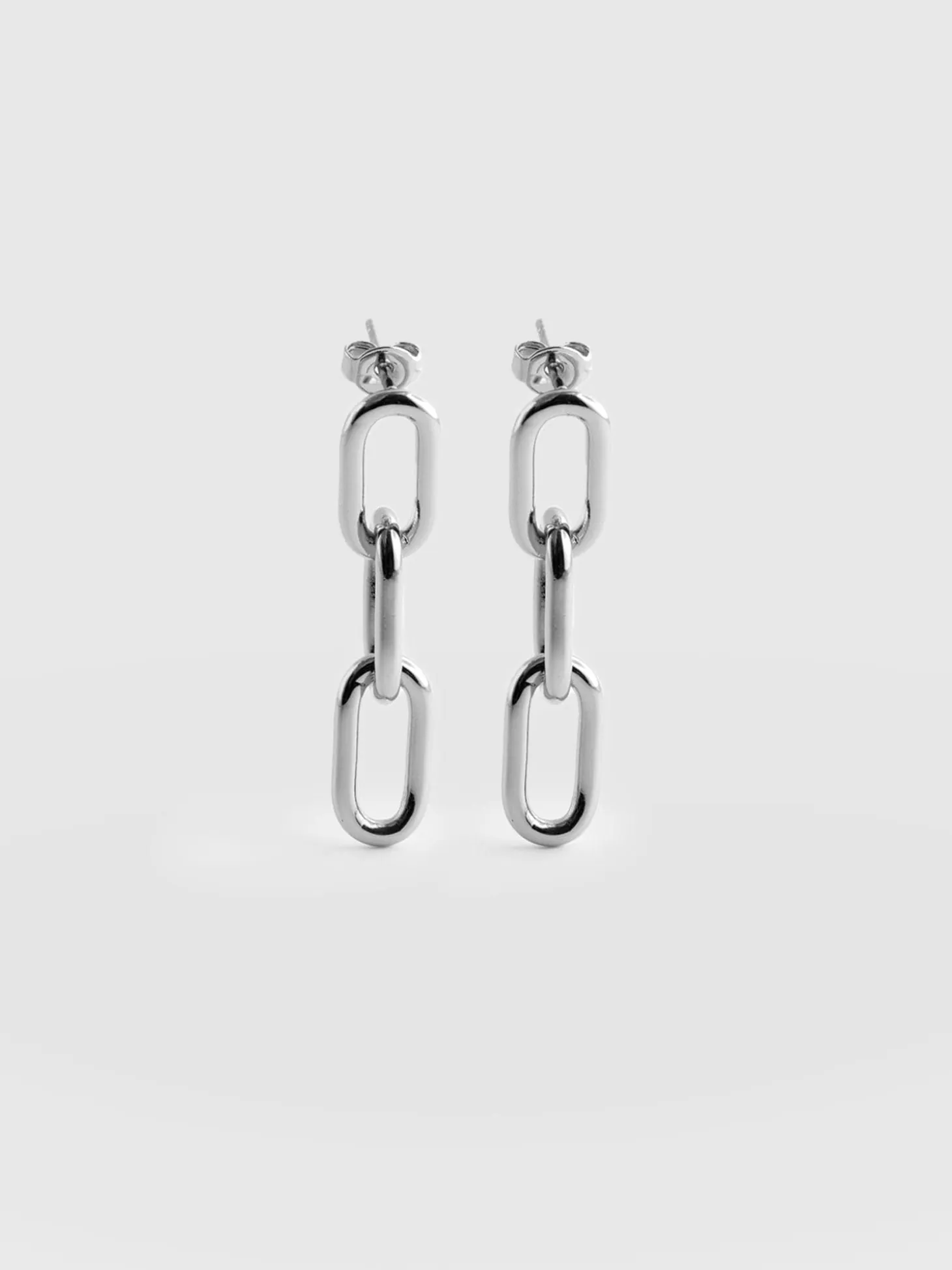 Cable Chain Drop Earrings - Silver