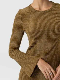 Callie Fluted Midi Dress - Mustard Melange