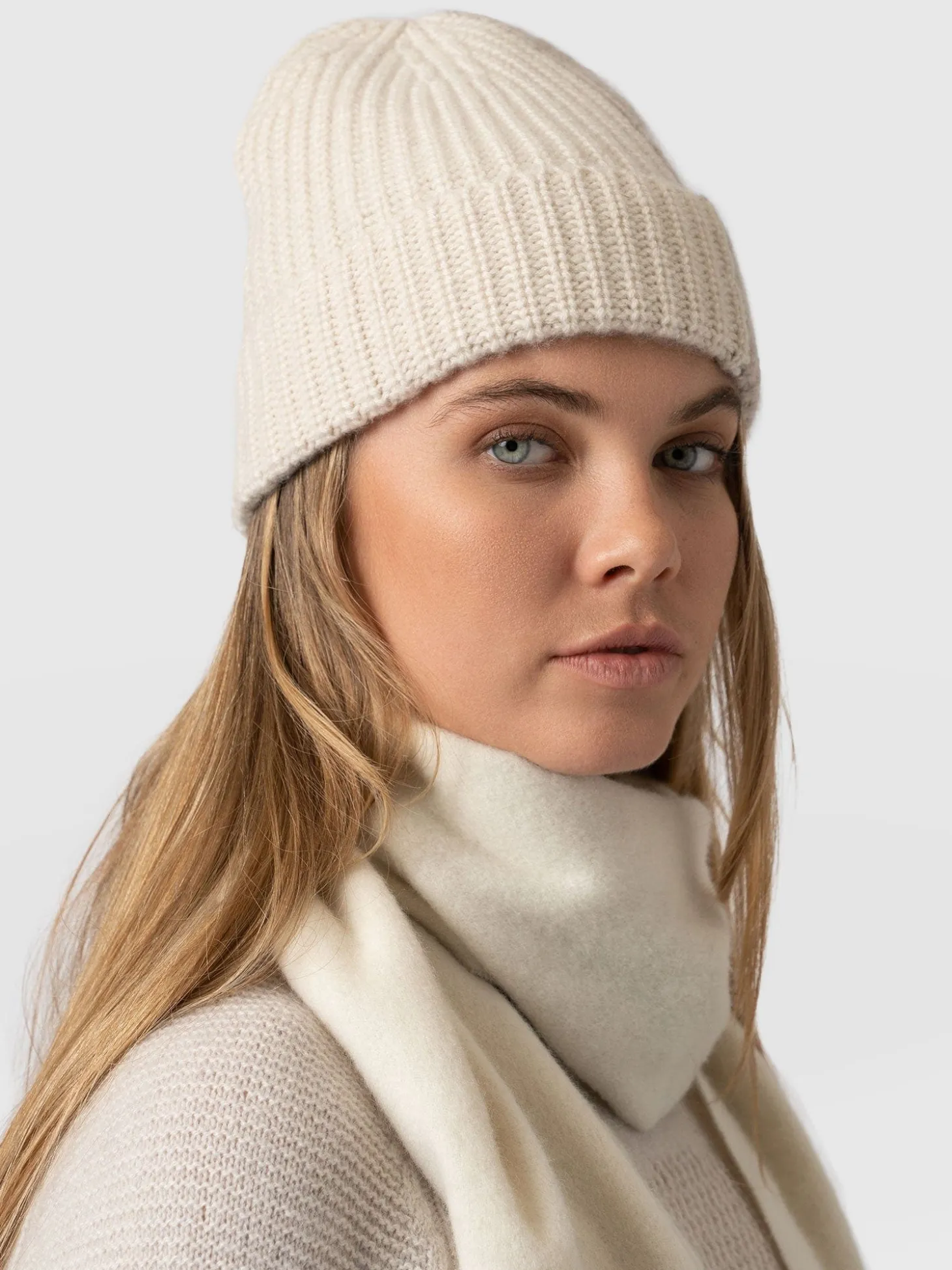 Cashmere Beanie - Cream/Beige