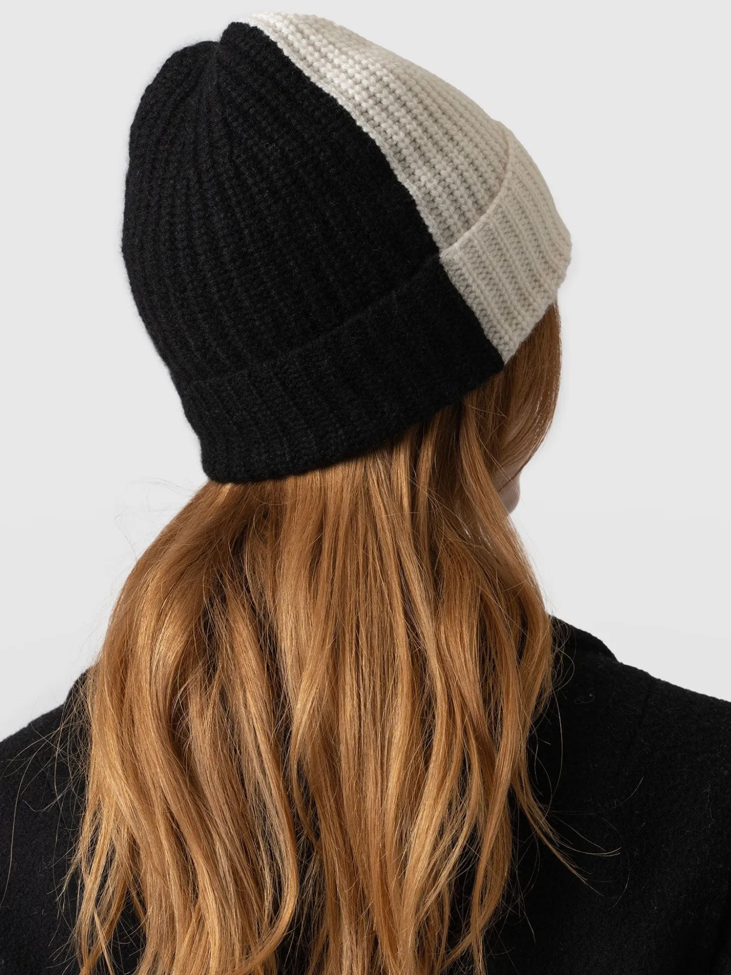 Cashmere Beanie - Cream/Black