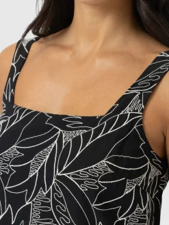 Corinne Cami Dress - Black Embroidered
