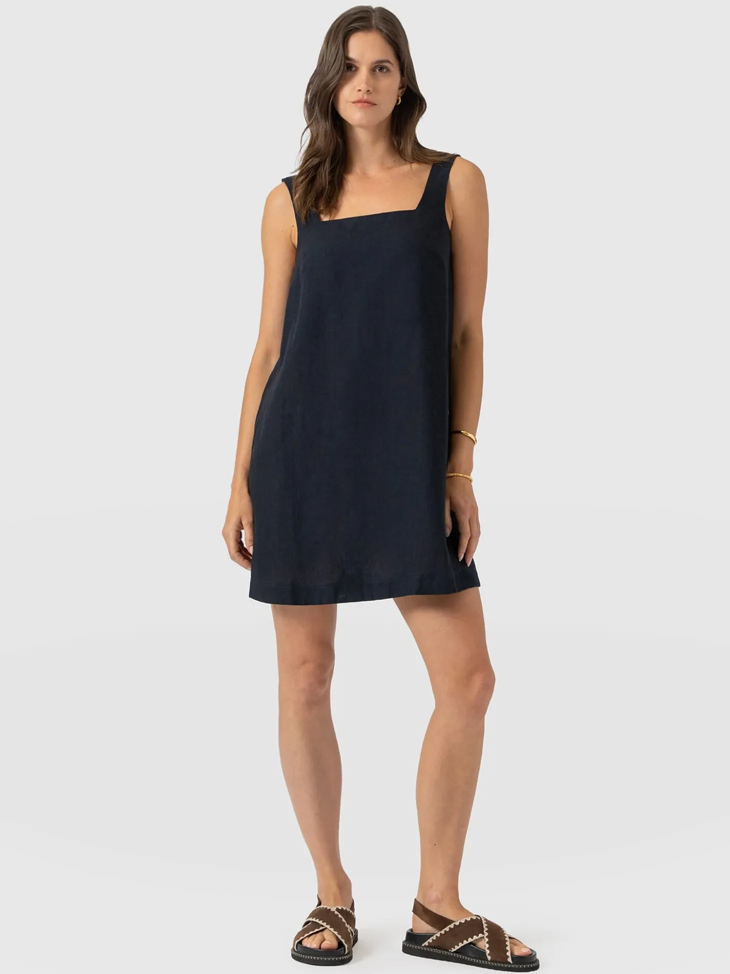 Corinne Linen Cami Dress - Navy