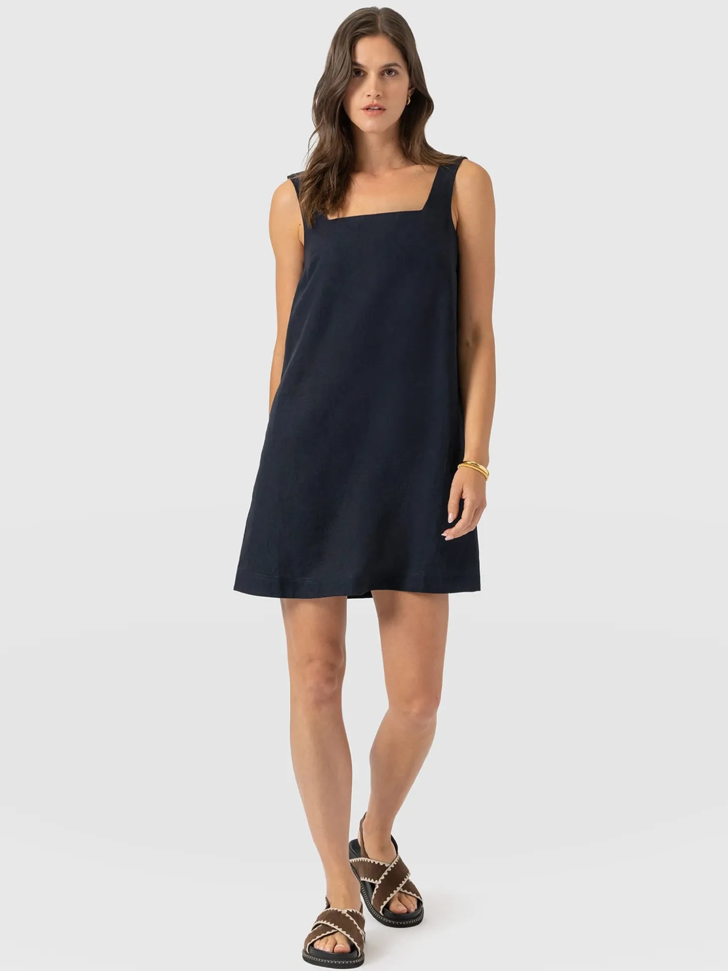 Corinne Linen Cami Dress - Navy
