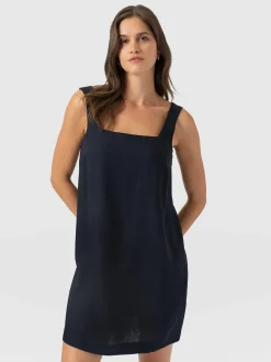Corinne Linen Cami Dress - Navy