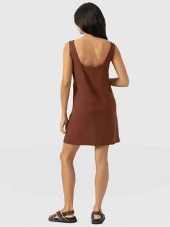 Corinne Linen Cami Dress - Russet Brown