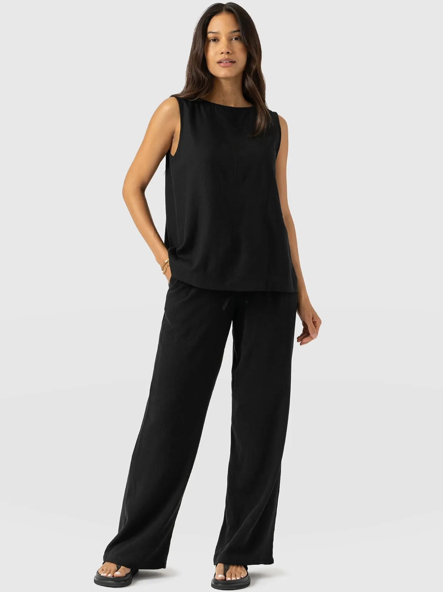 Corinne Linen Pant - Black