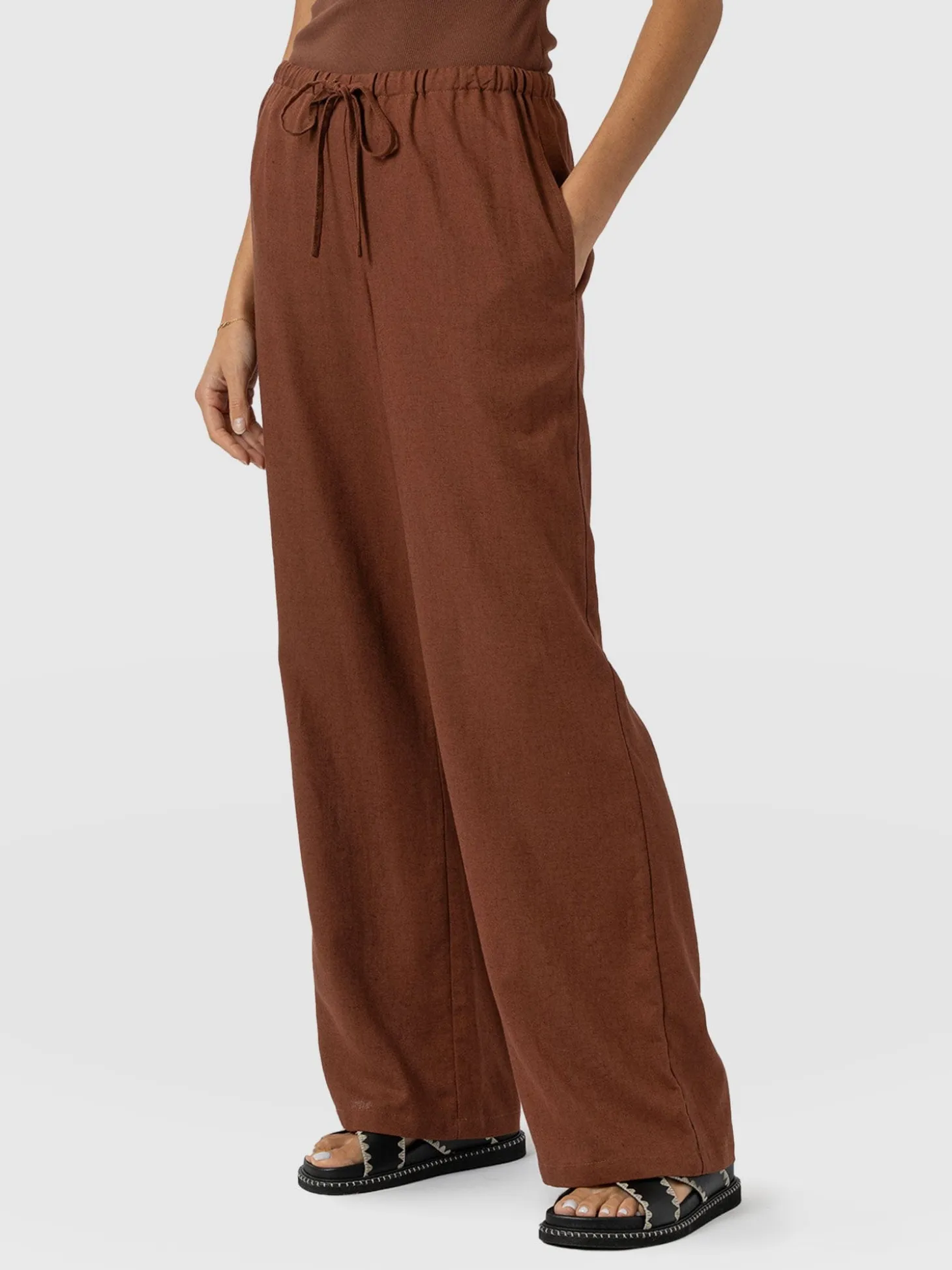 Corinne Linen Pant - Russet Brown