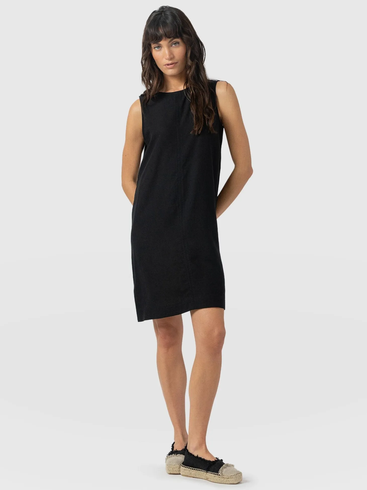 Corinne Linen Shift Dress - Black
