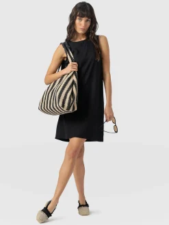 Corinne Linen Shift Dress - Black
