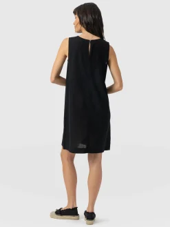 Corinne Linen Shift Dress - Black