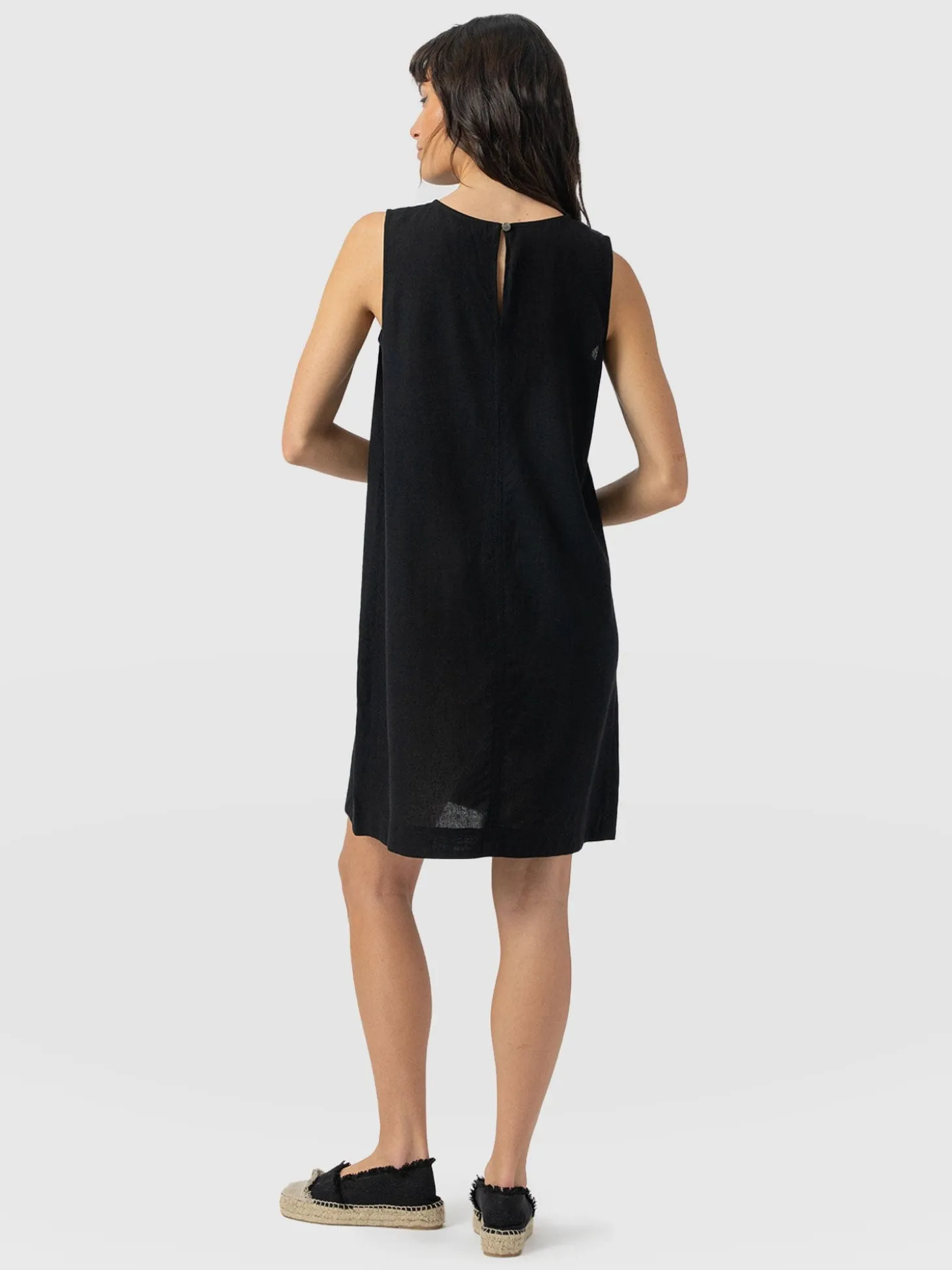 Corinne Linen Shift Dress - Black
