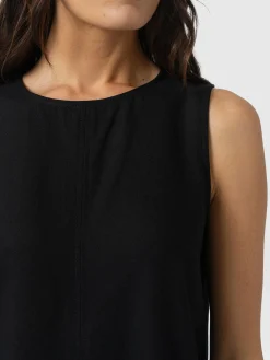 Corinne Linen Shift Dress - Black