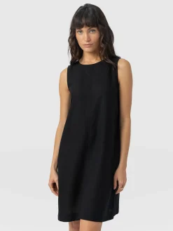 Corinne Linen Shift Dress - Black