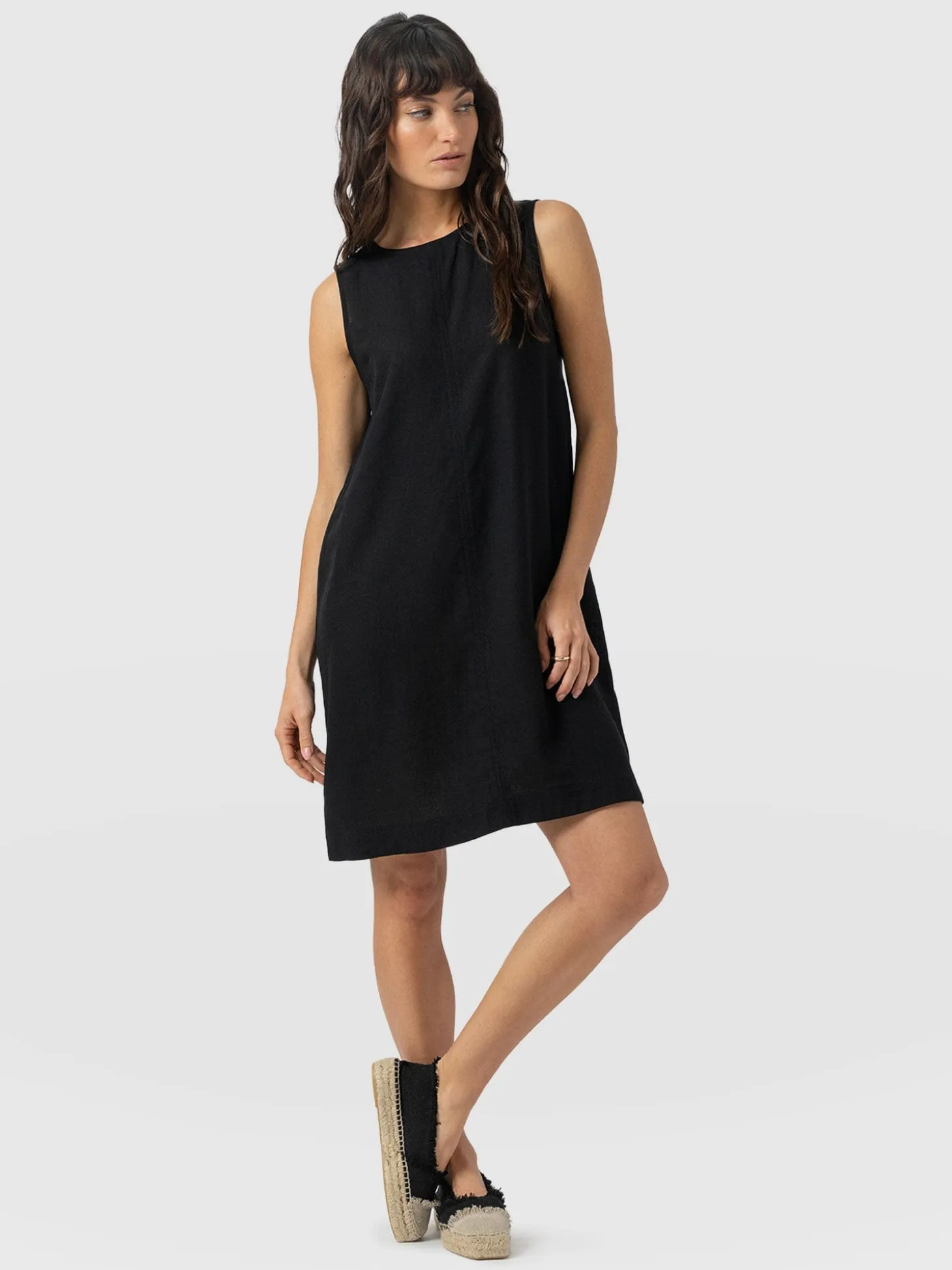 Corinne Linen Shift Dress - Black