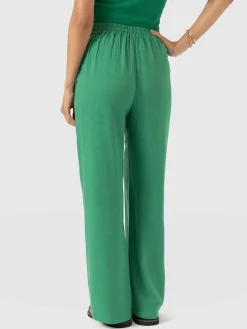 Corinne Wide Leg Linen Pant - Green
