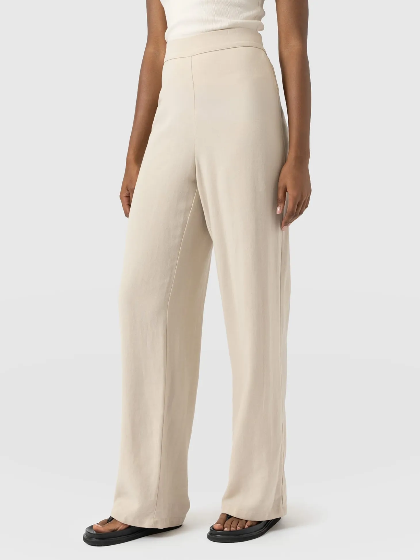 Corinne Wide Leg Linen Pant - Oatmeal