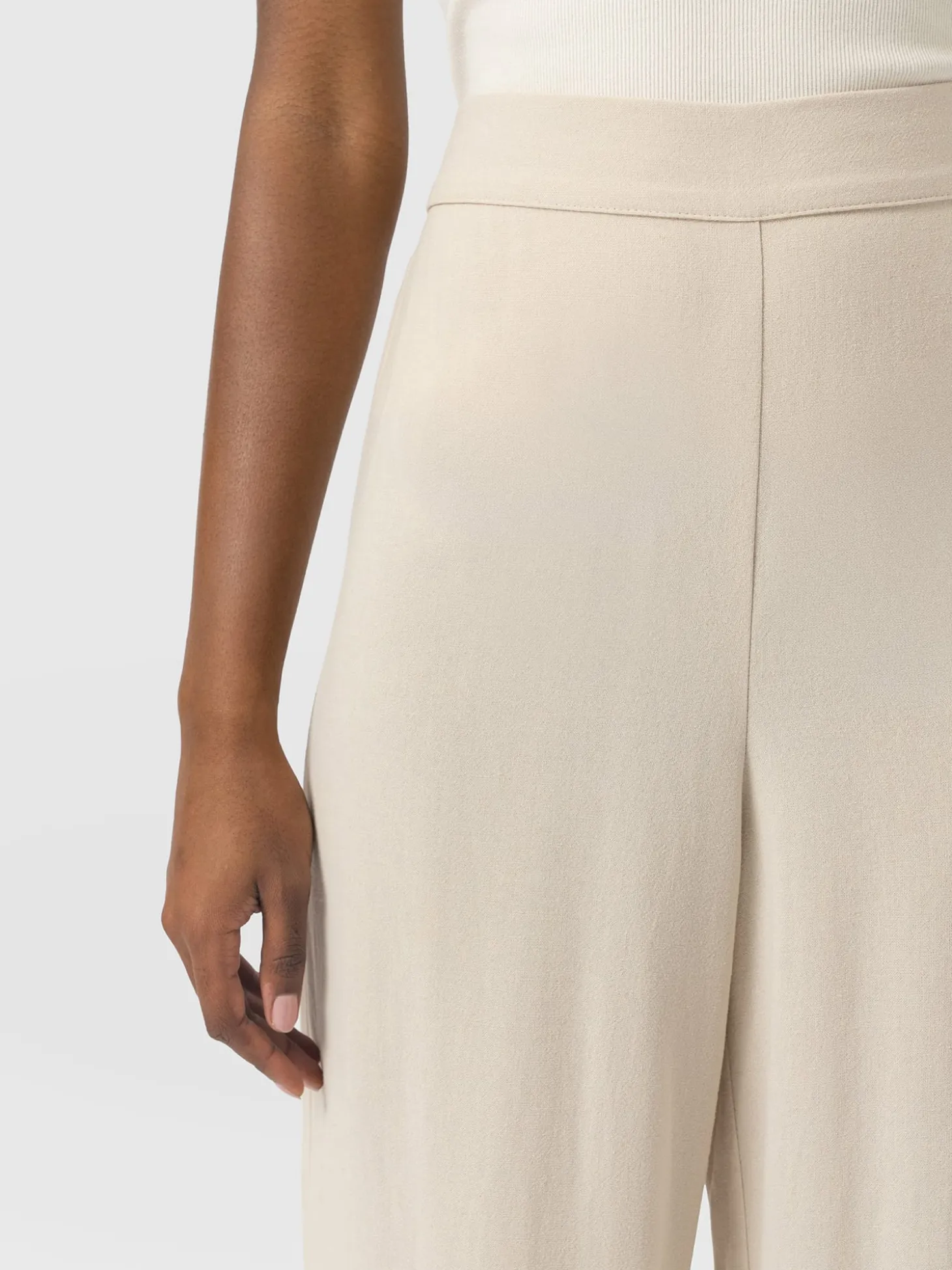 Corinne Wide Leg Linen Pant - Oatmeal