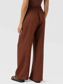 Corinne Wide Leg Linen Pant - Russet Brown