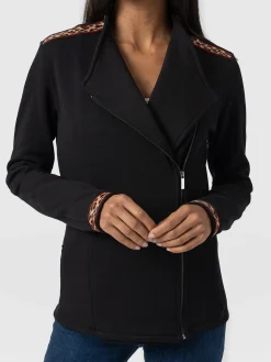 Cotton Biker Jacket - Leopard Trim